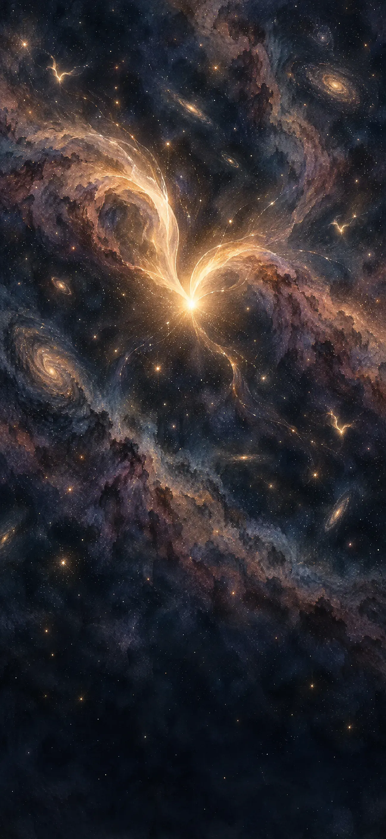 A spark of light with wings unfolding among the stars.